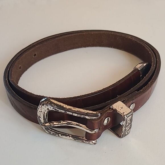 Vintage Banana Republic Women's Small Leather Belt Patina Buckle Made in USA - Picture 8 of 8
